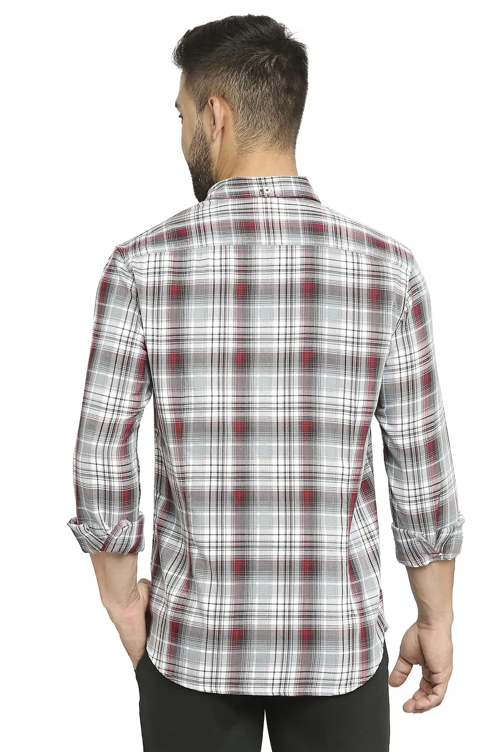 Slim Fit Cotton Polyester Twill Checks Shirt