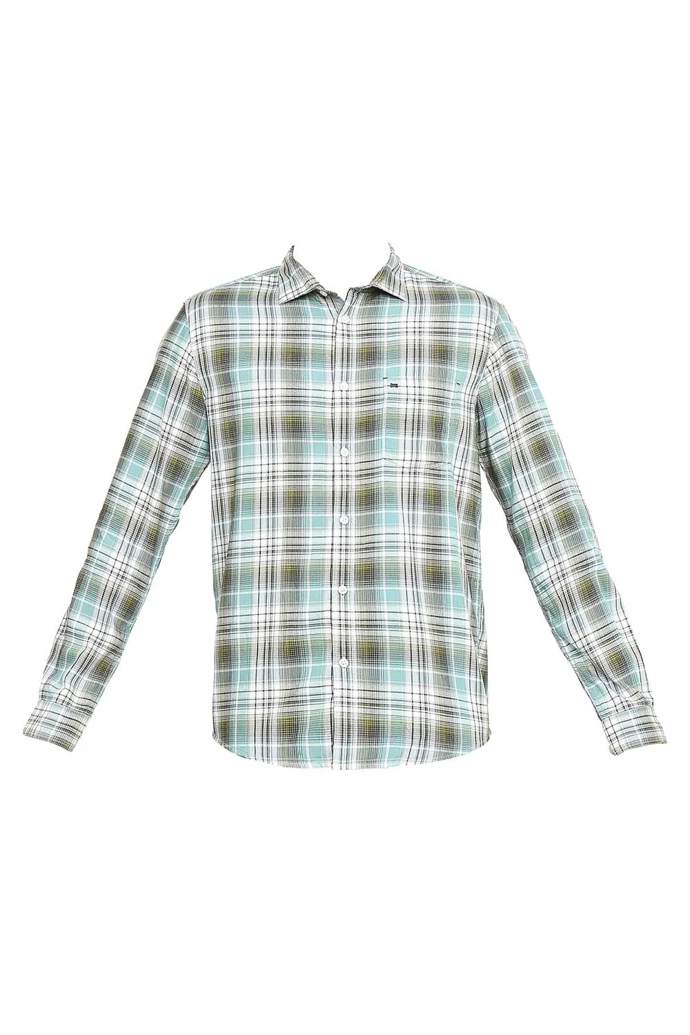 Slim Fit Cotton Polyester Twill Checks Shirt