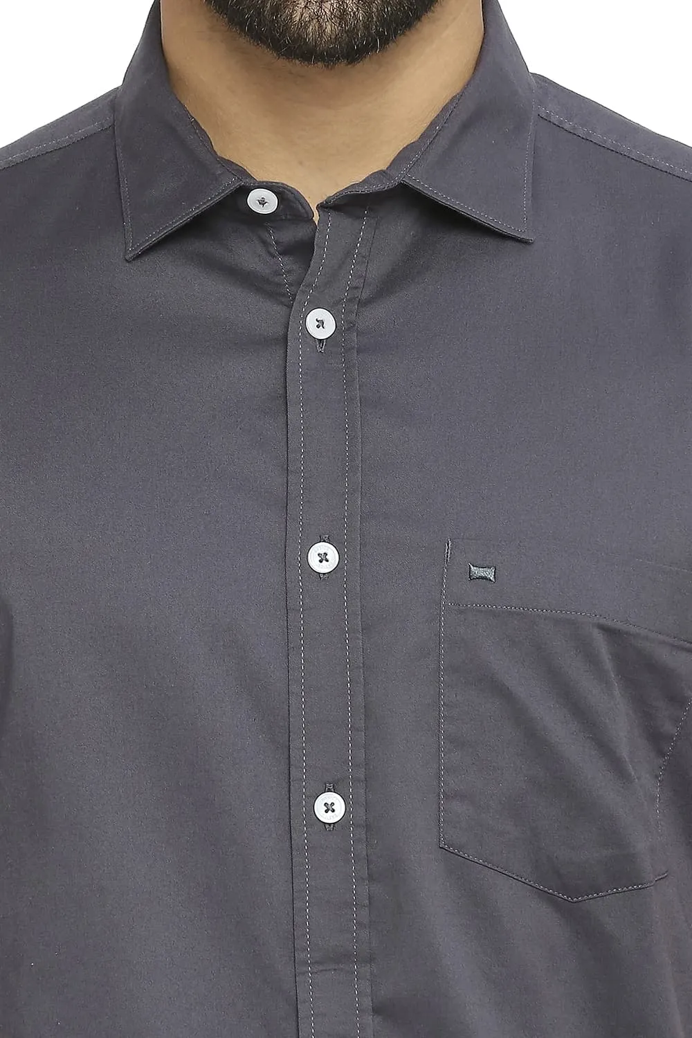 Slim Fit Cotton Stretch Twill Halfsleeves Shirt