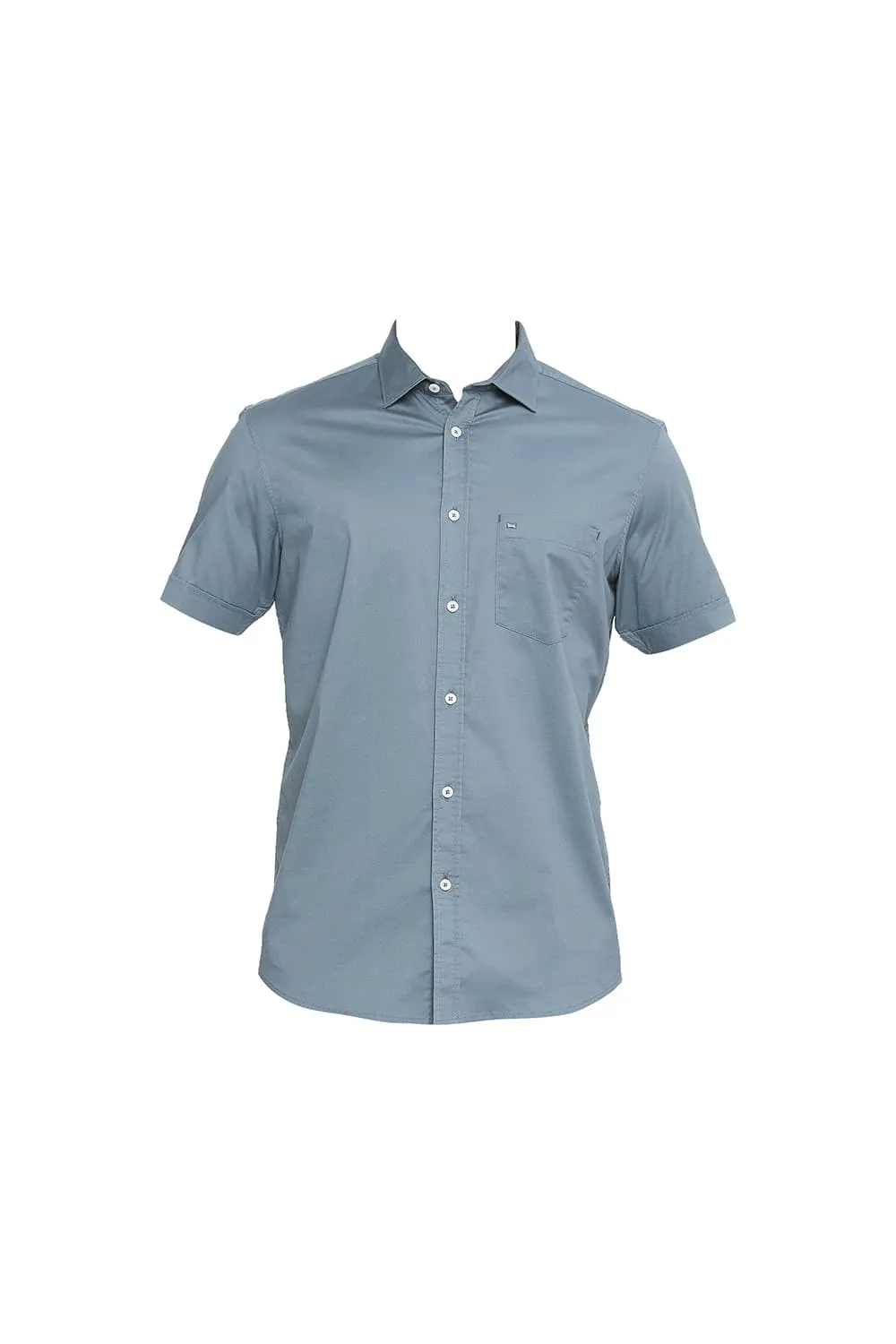 Slim Fit Cotton Stretch Twill Halfsleeves Shirt