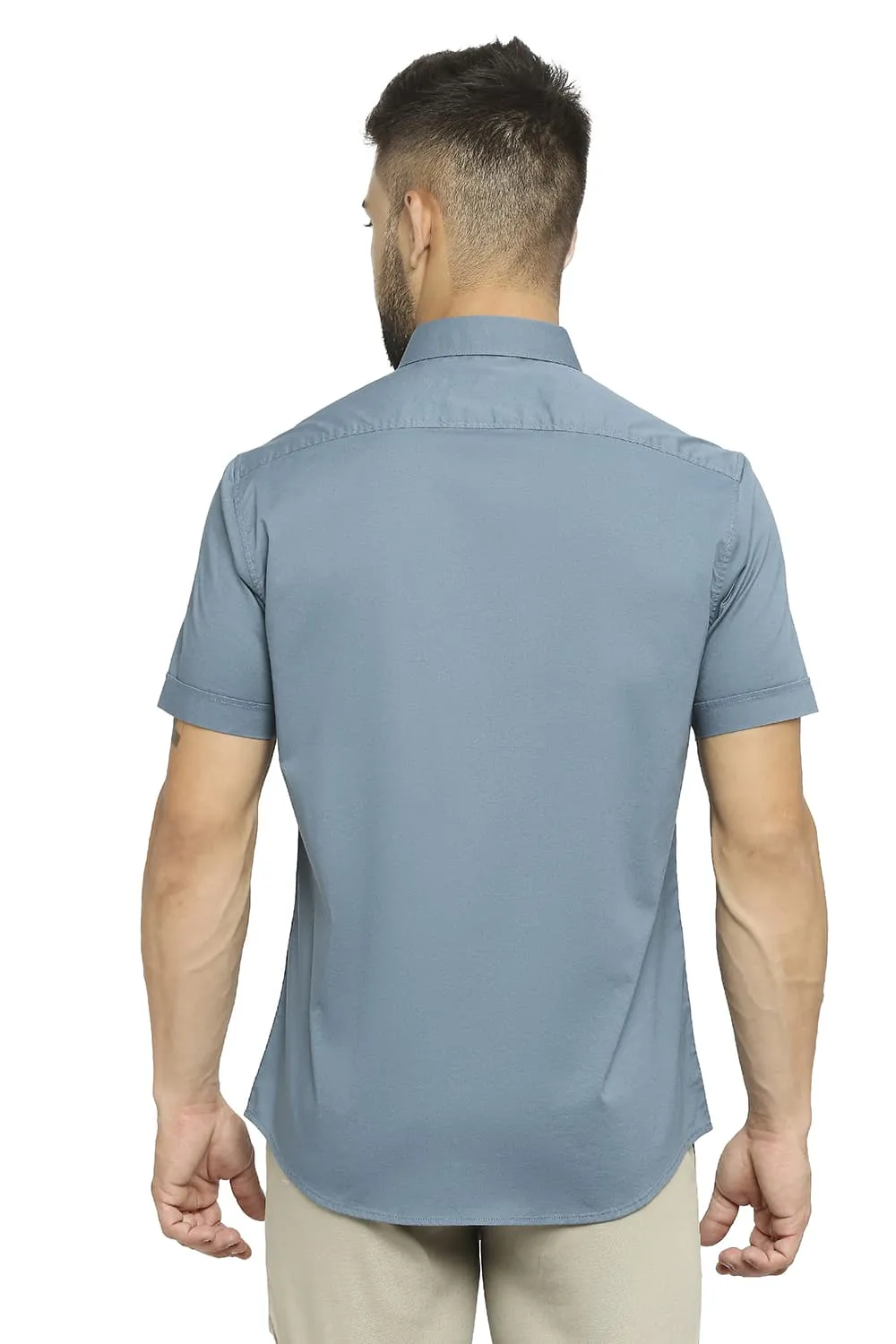 Slim Fit Cotton Stretch Twill Halfsleeves Shirt