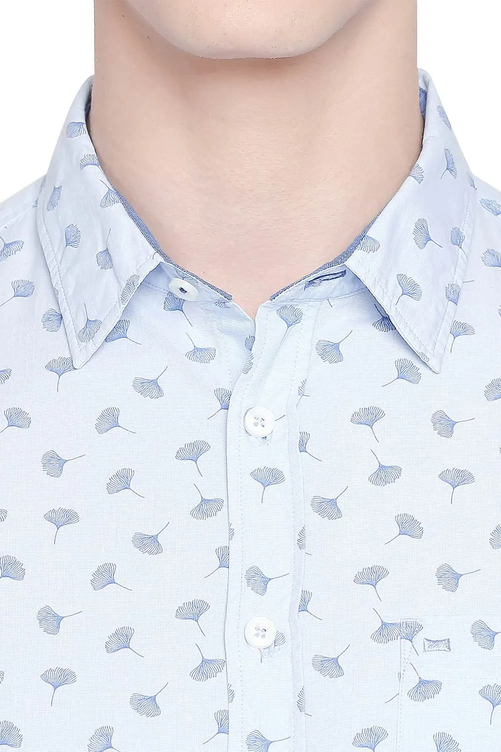 Slim Fit Fil A Fil Printed Shirt