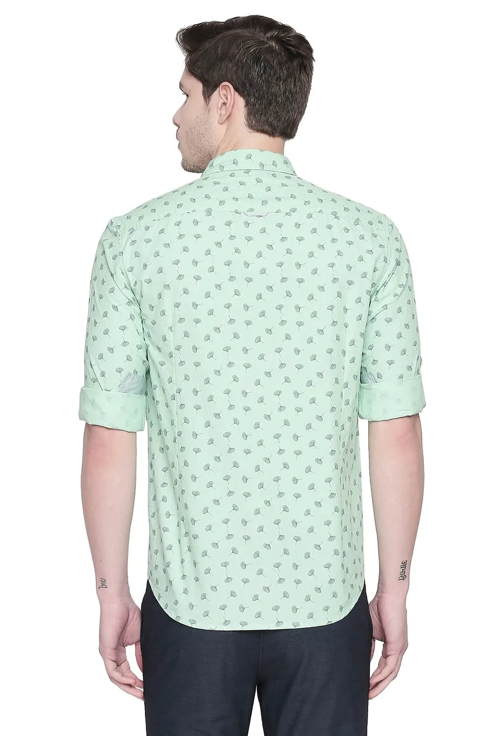 Slim Fit Fil A Fil Printed Shirt