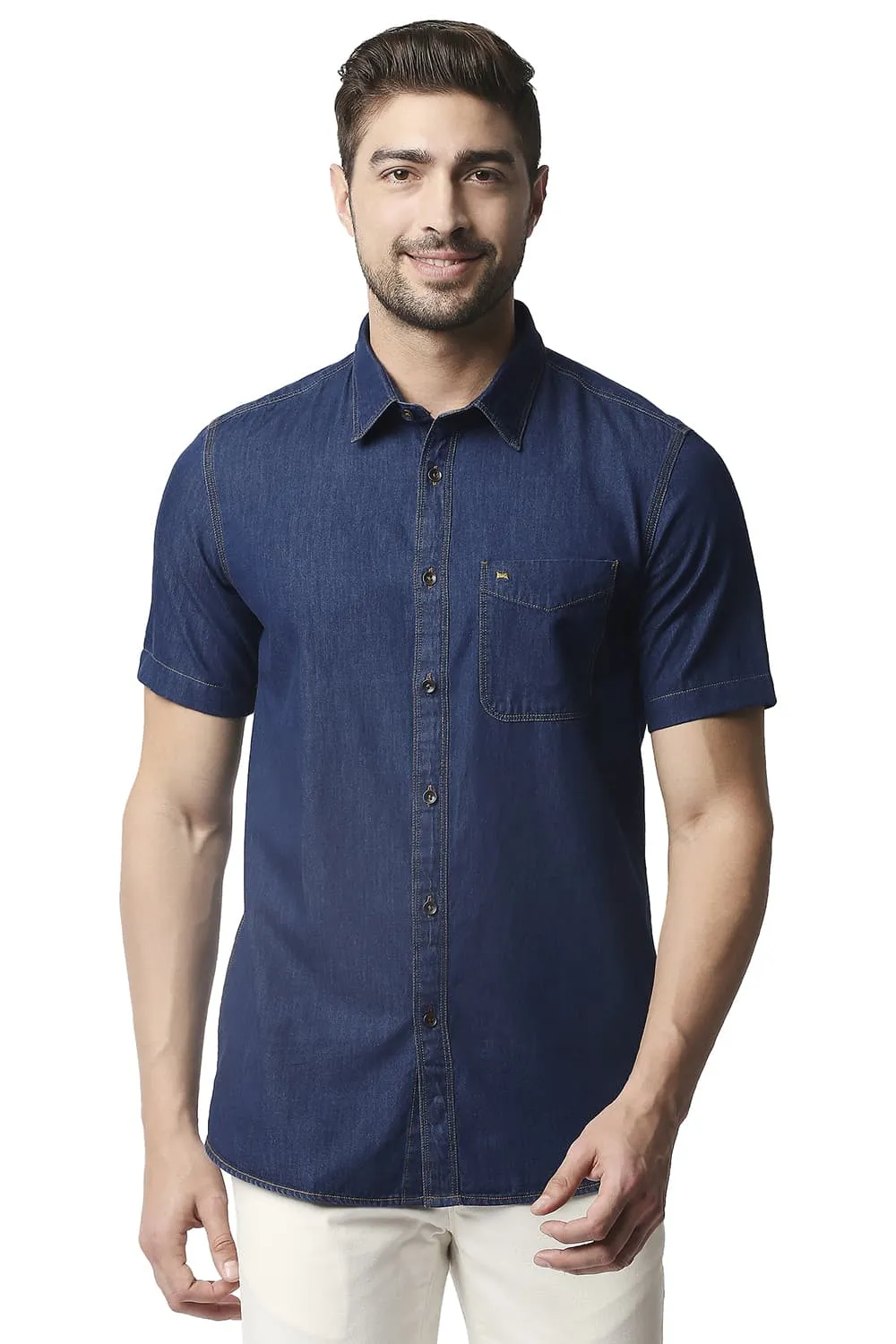 Slim Fit Indigo Halfsleeves Shirt