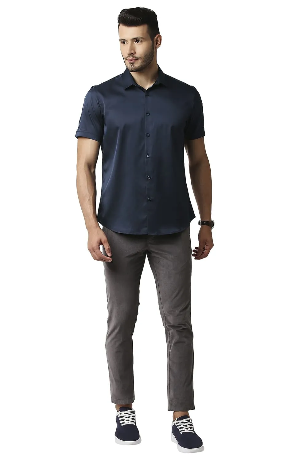 Slim Fit Polyester Stretch Halfsleeves Shirt