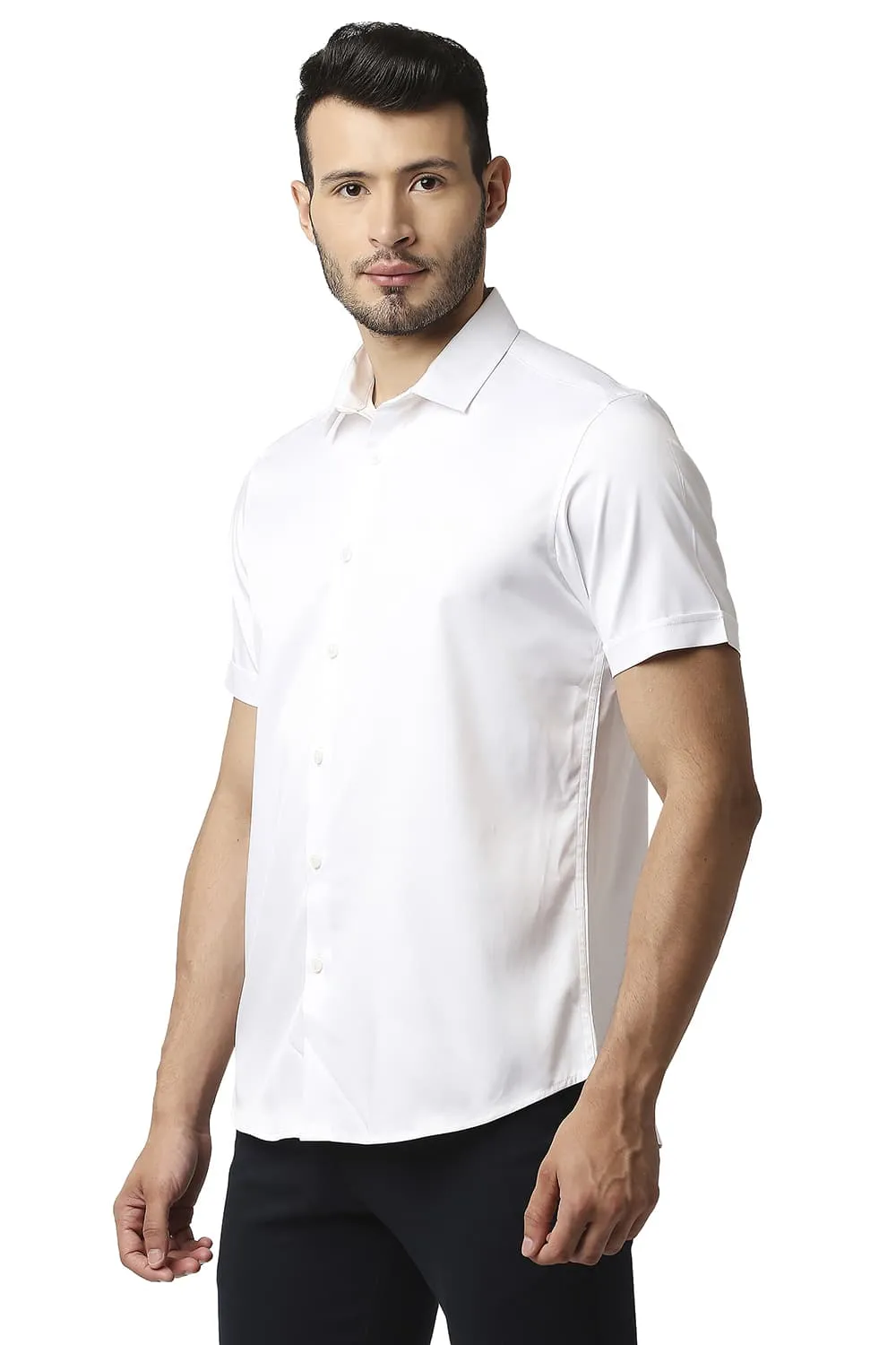 Slim Fit Polyester Stretch Halfsleeves Shirt