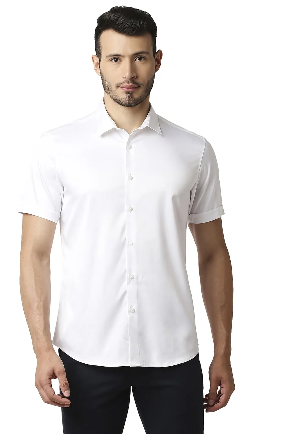 Slim Fit Polyester Stretch Halfsleeves Shirt