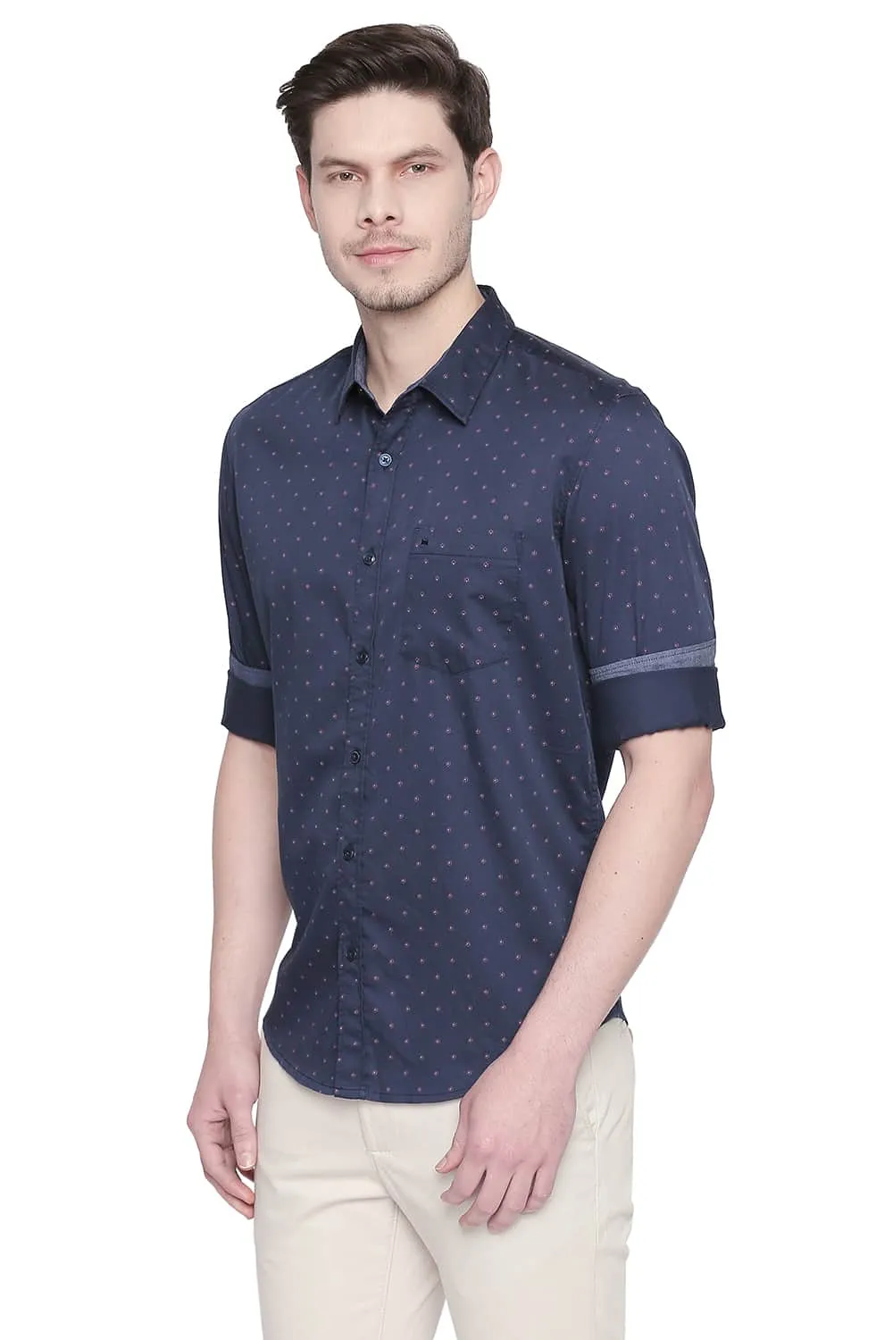 Slim Fit Satin Printed Shirt