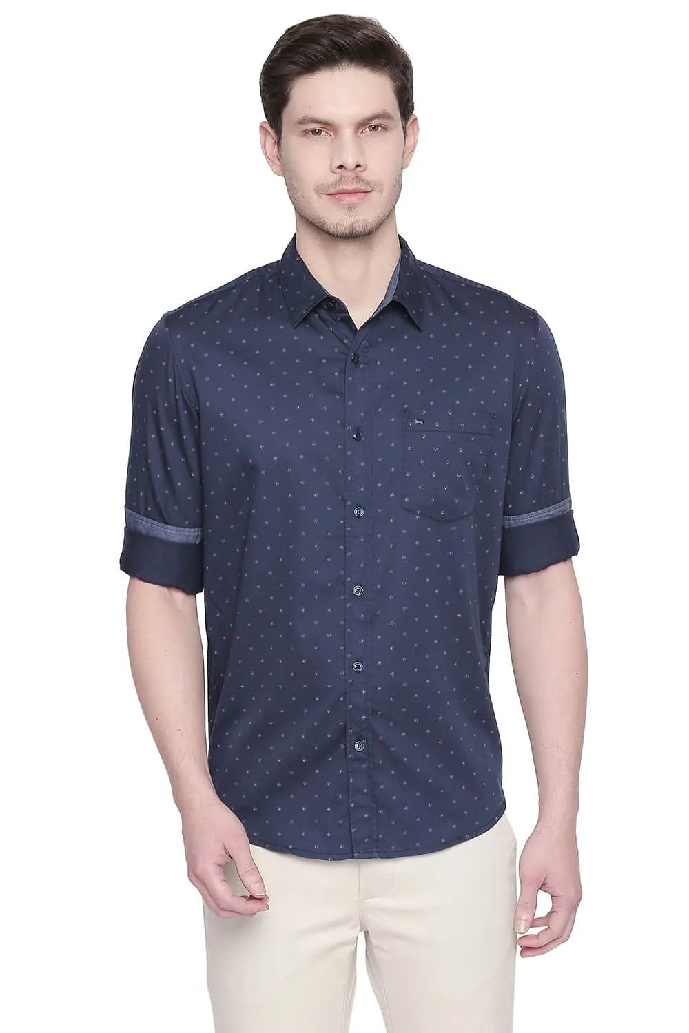 Slim Fit Satin Printed Shirt