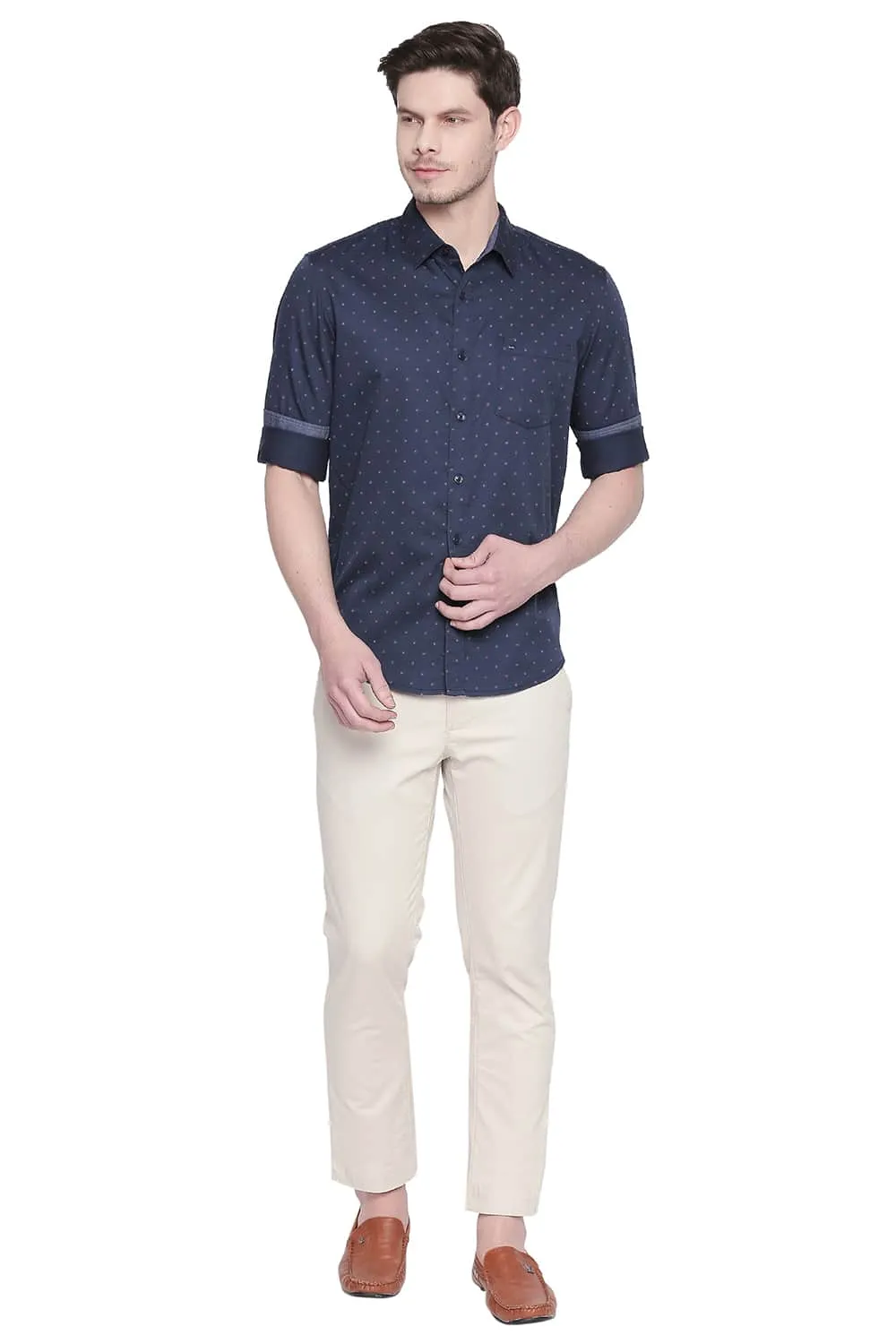 Slim Fit Satin Printed Shirt