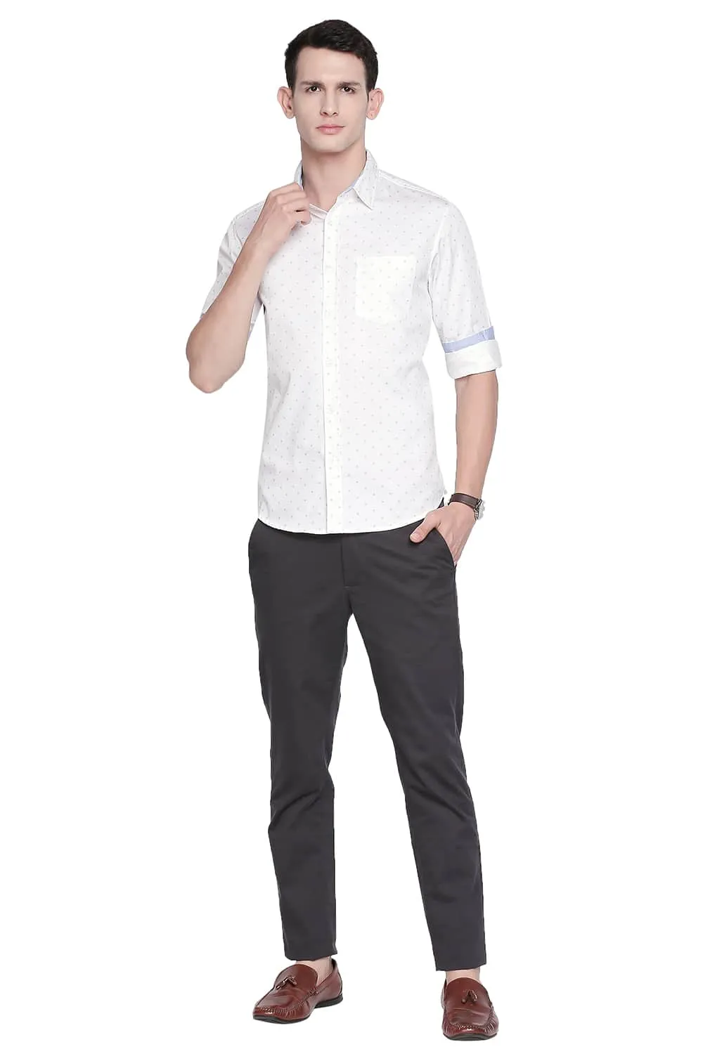 Slim Fit Satin Printed Shirt