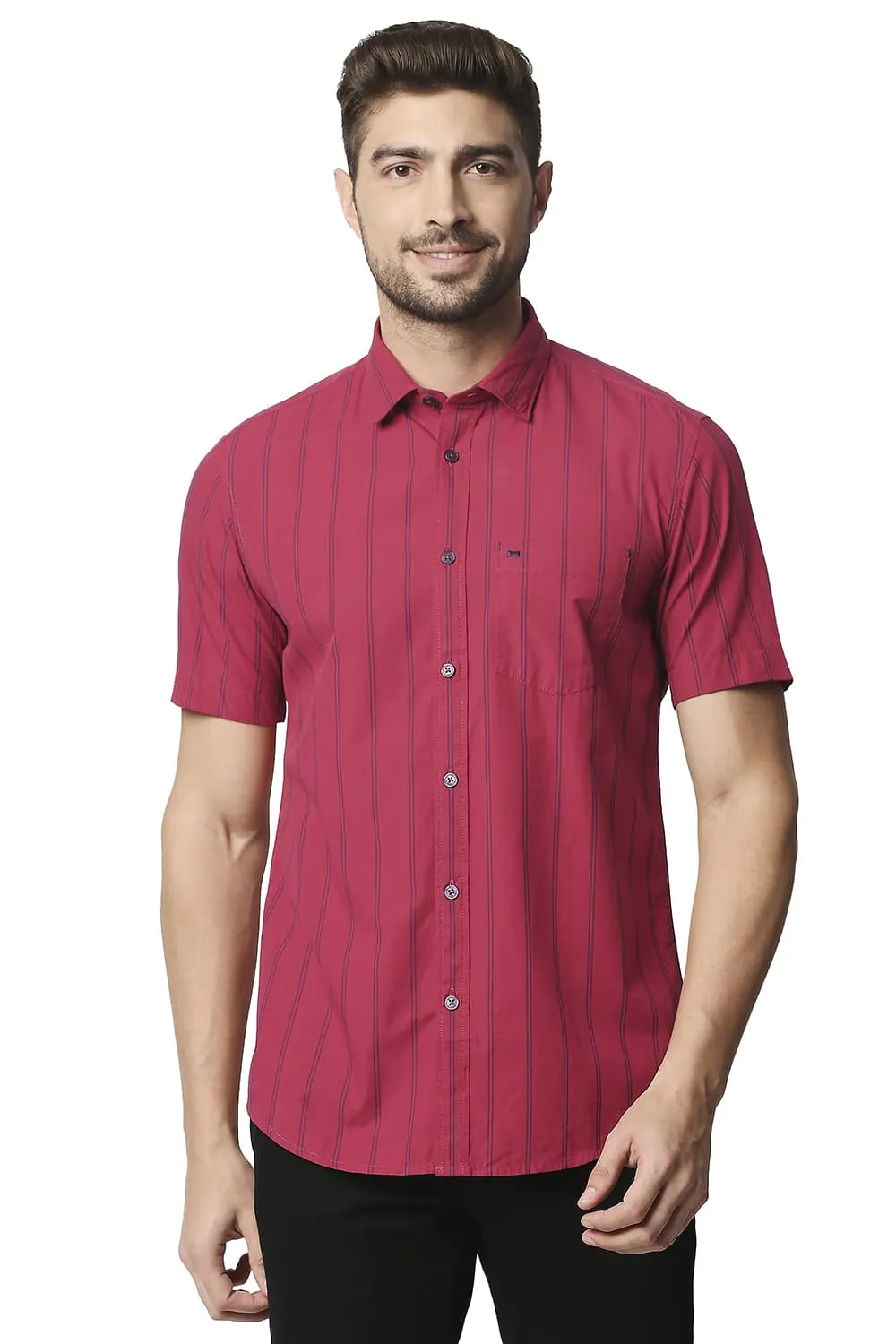 Slim Fit Stripe Halfsleeves Shirt