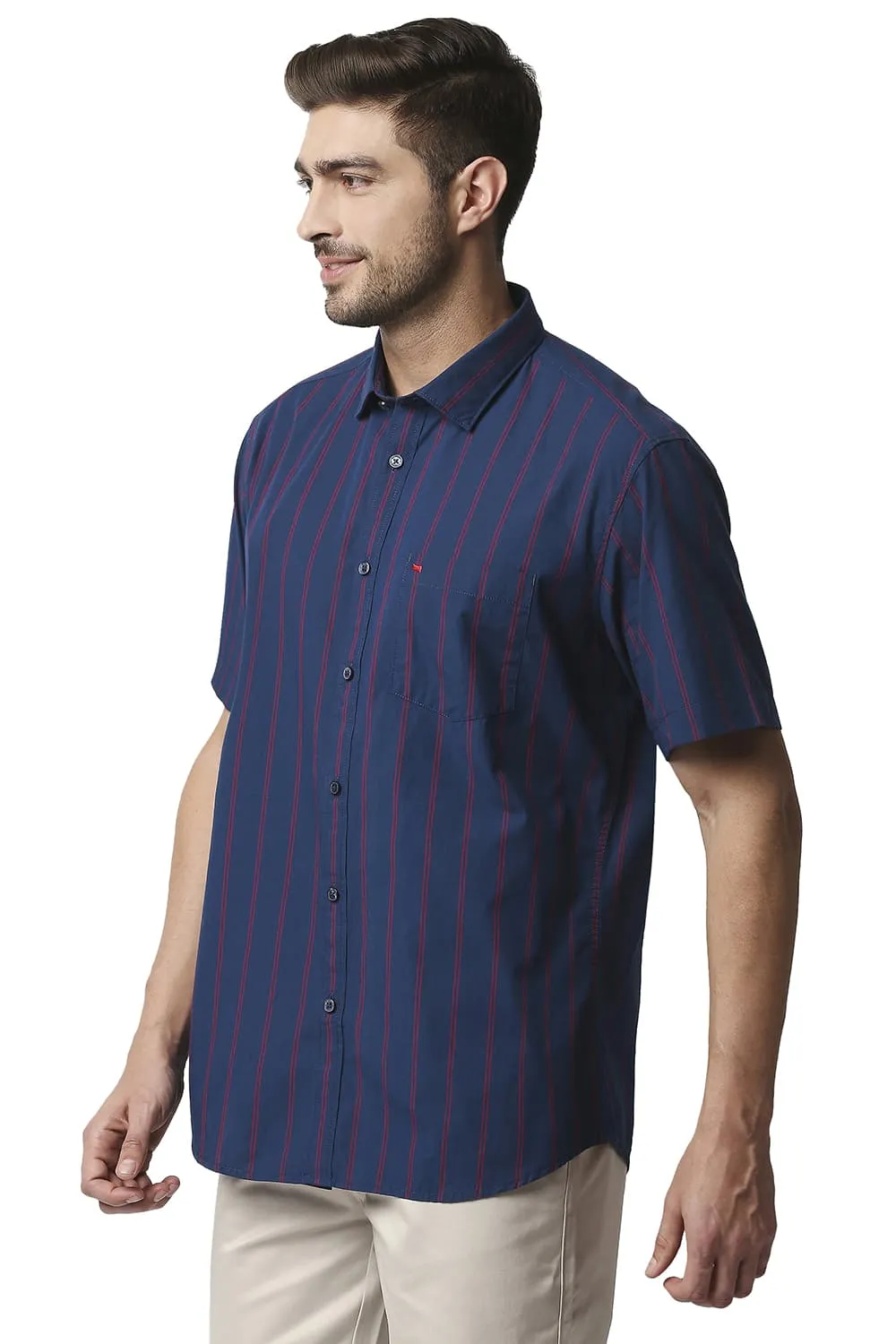 Slim Fit Stripe Halfsleeves Shirt