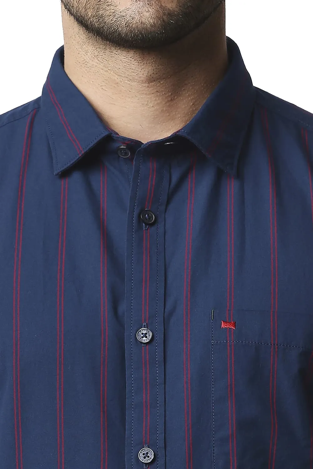 Slim Fit Stripe Halfsleeves Shirt