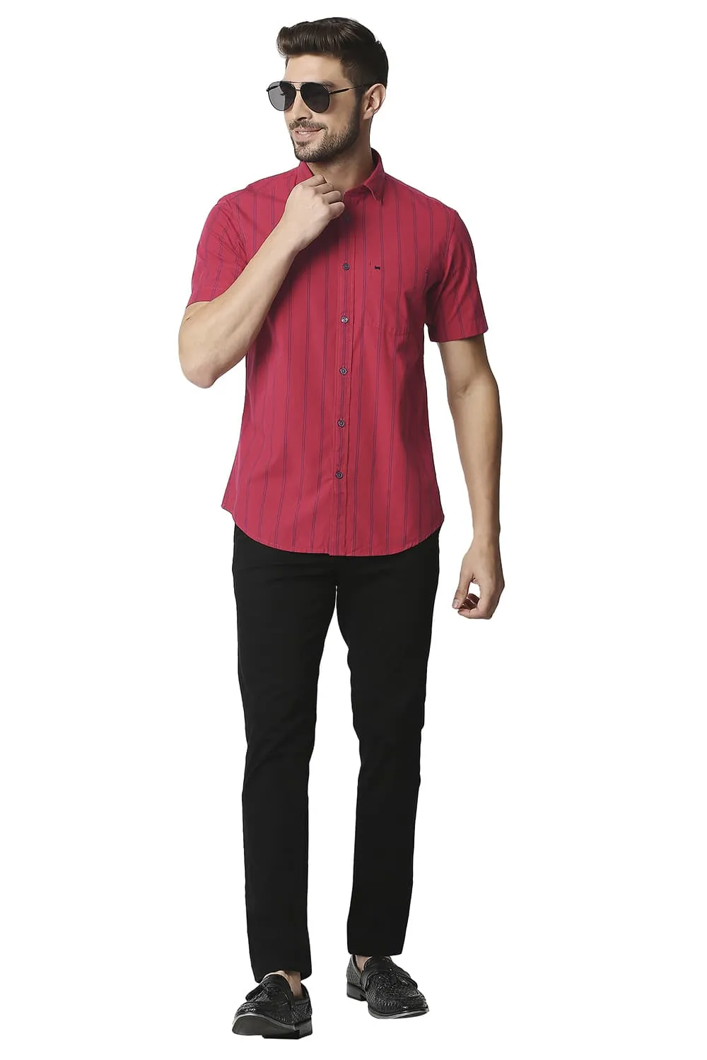 Slim Fit Stripe Halfsleeves Shirt