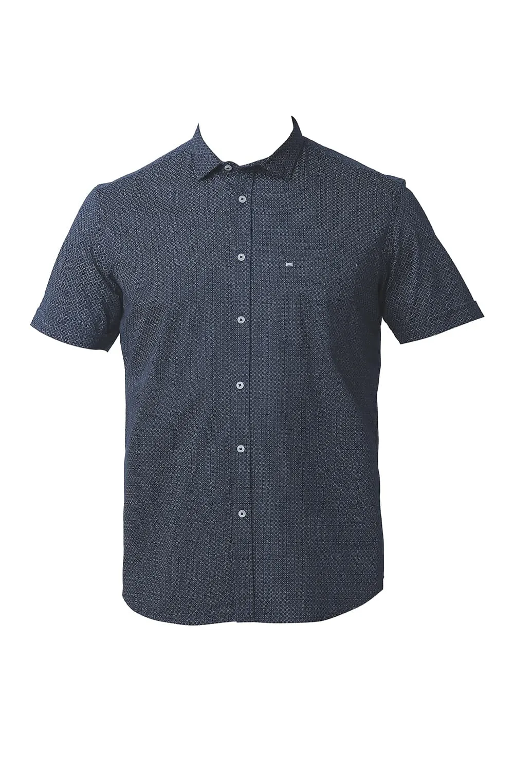 Slim Fit Twill Stretch Printed Halfsleeves Shirt