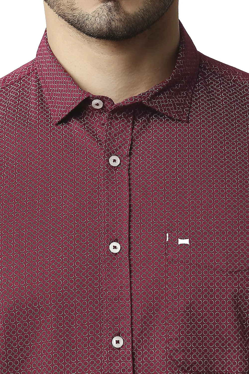 Slim Fit Twill Stretch Printed Halfsleeves Shirt