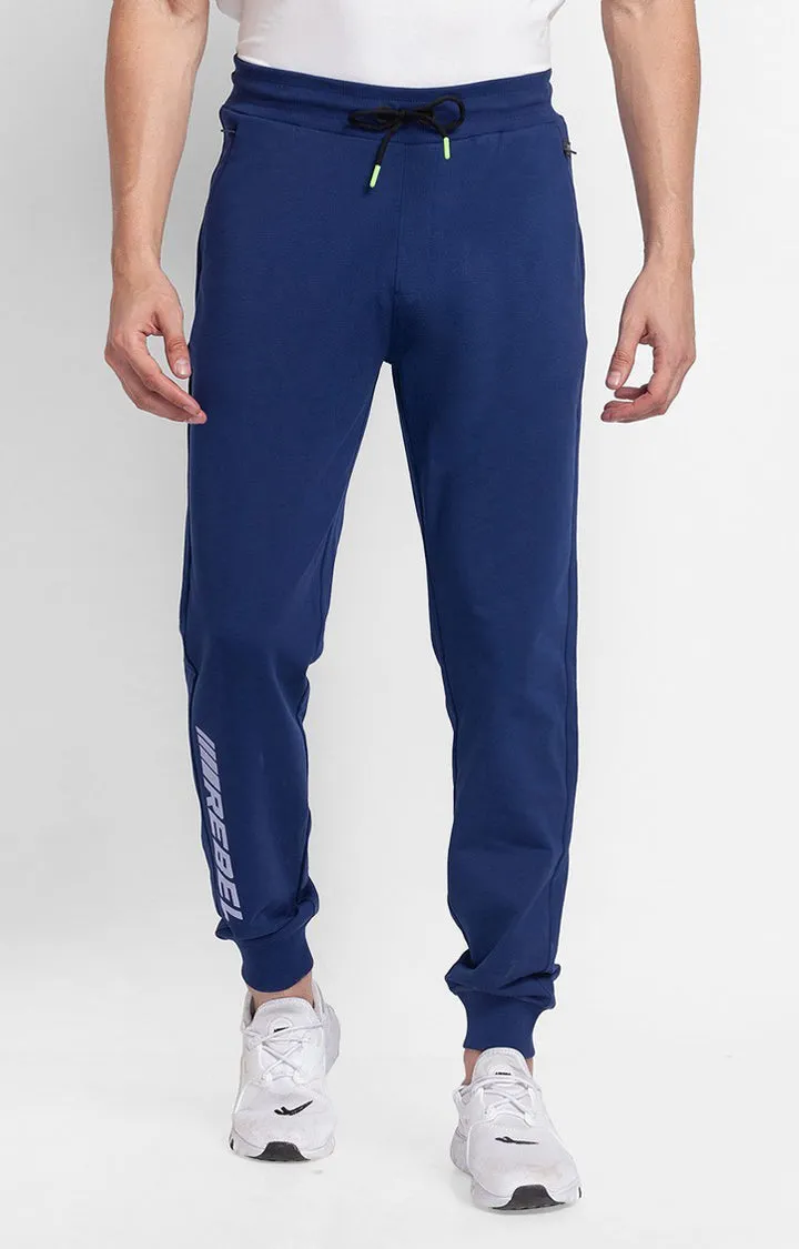 Spykar Indigo Blue Cotton Slim Fit Trackpant For Men