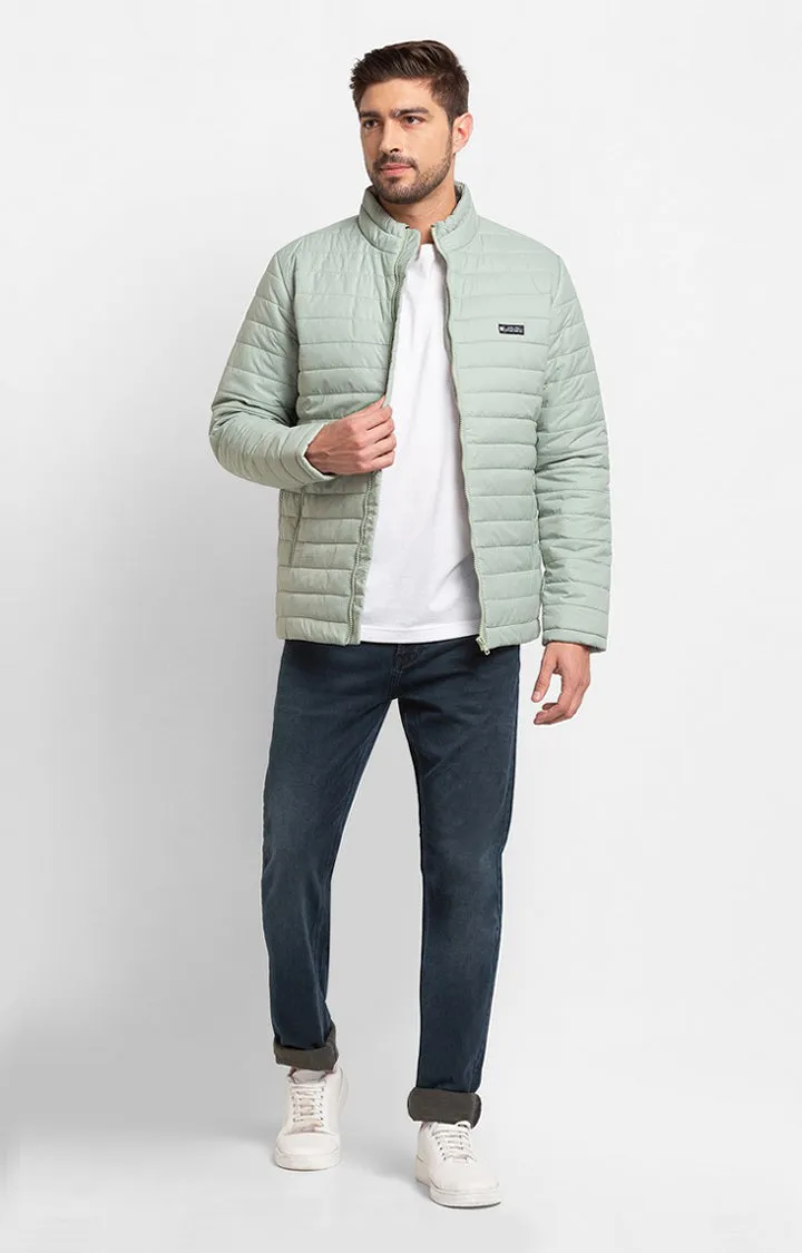 Spykar Sage Green Cotton Full Sleeve Casual Jacket For Men