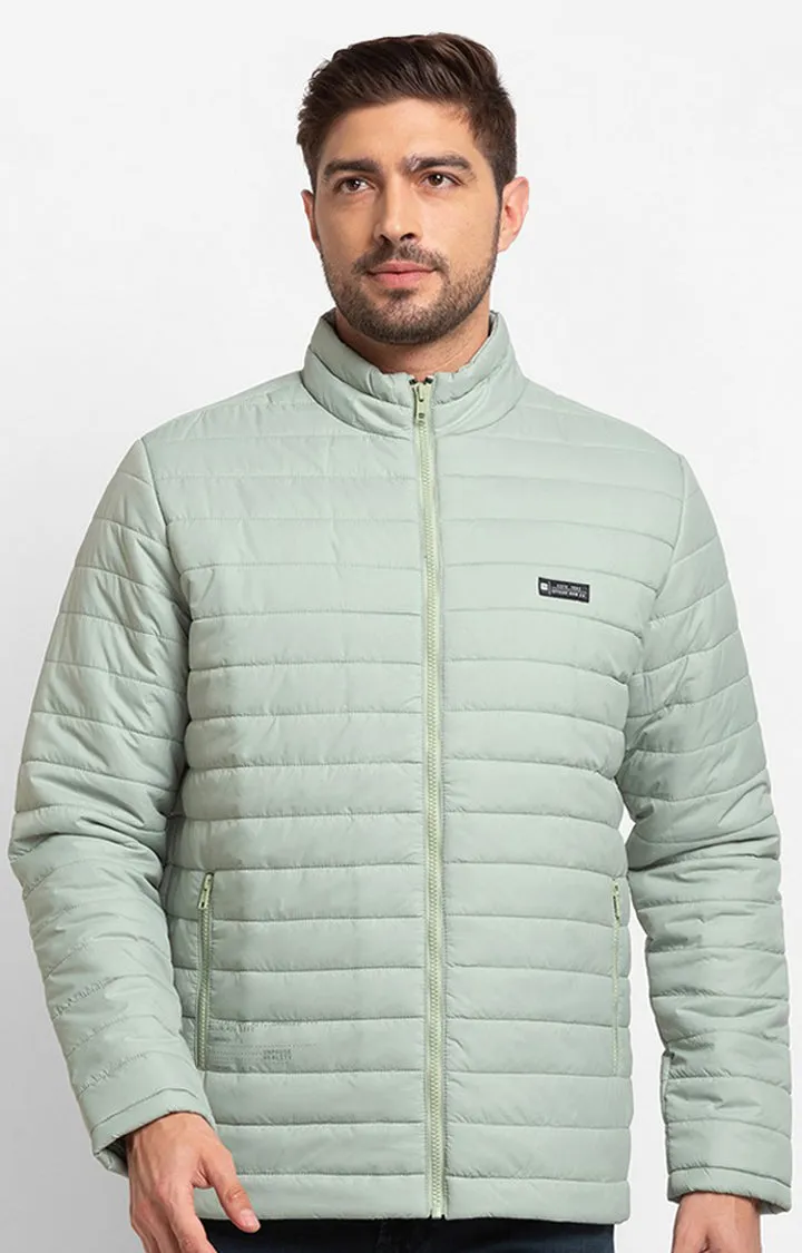 Spykar Sage Green Cotton Full Sleeve Casual Jacket For Men