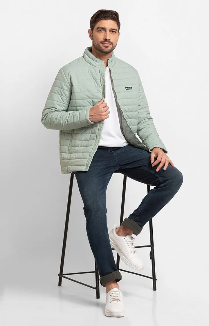 Spykar Sage Green Cotton Full Sleeve Casual Jacket For Men