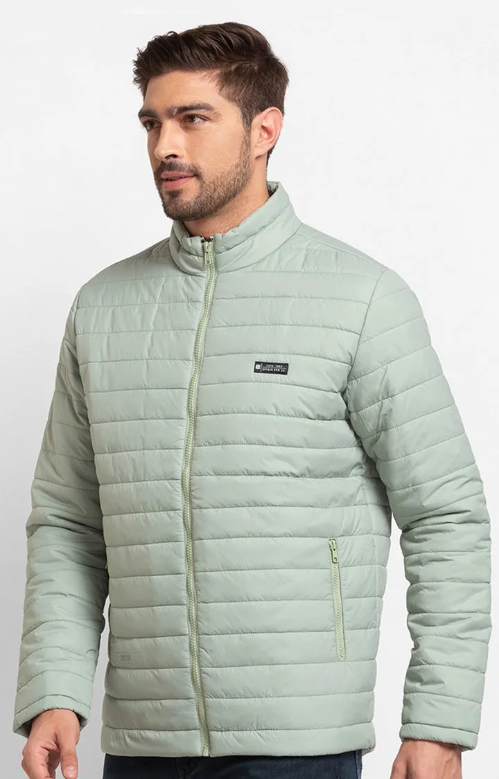 Spykar Sage Green Cotton Full Sleeve Casual Jacket For Men