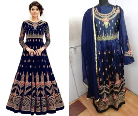 Stylish Malbari Silk Embroidered Gown With Dupatta