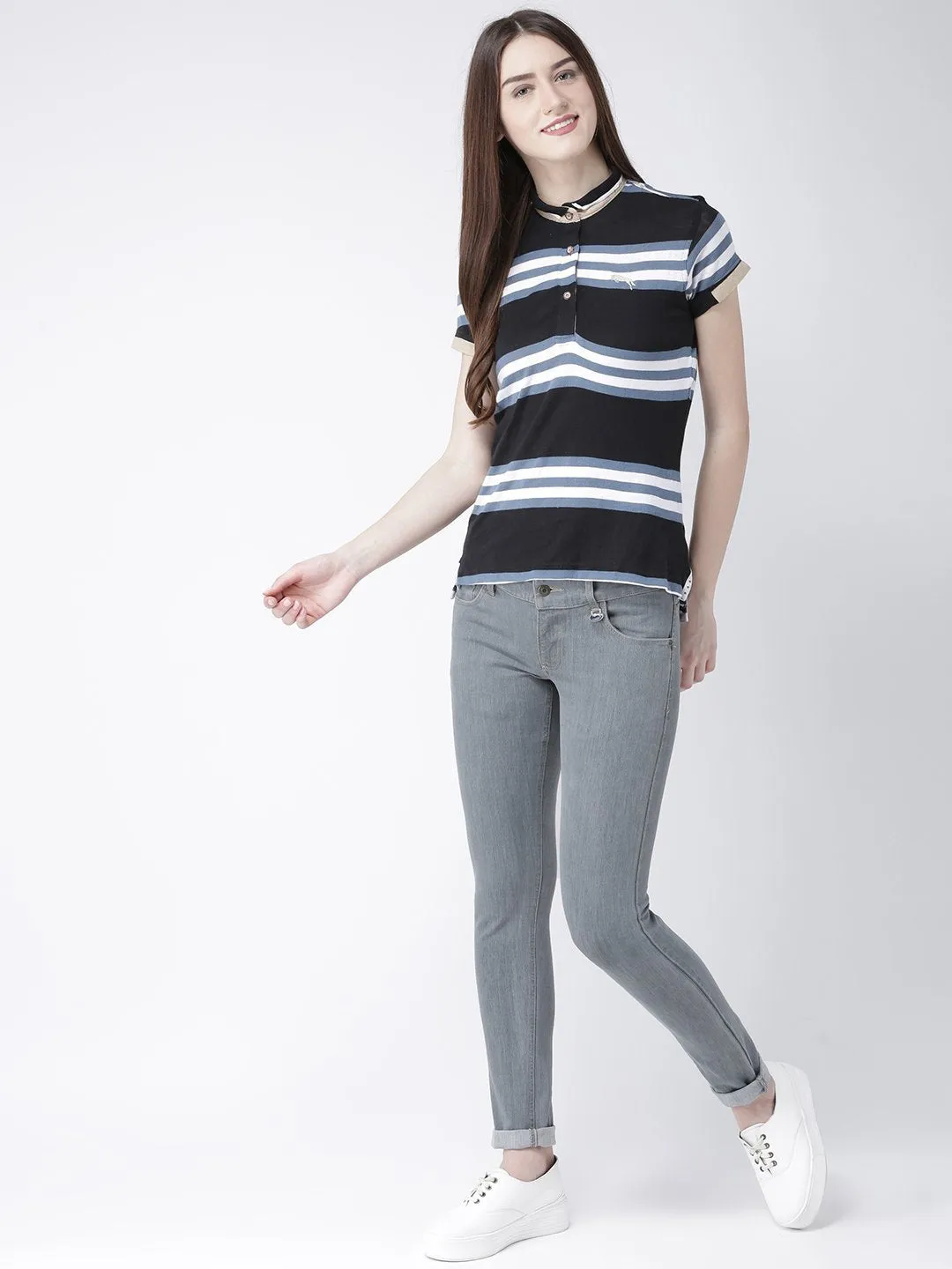 Women Grey Slim Fit Mid-Rise Clean Look Stretchable Jeans