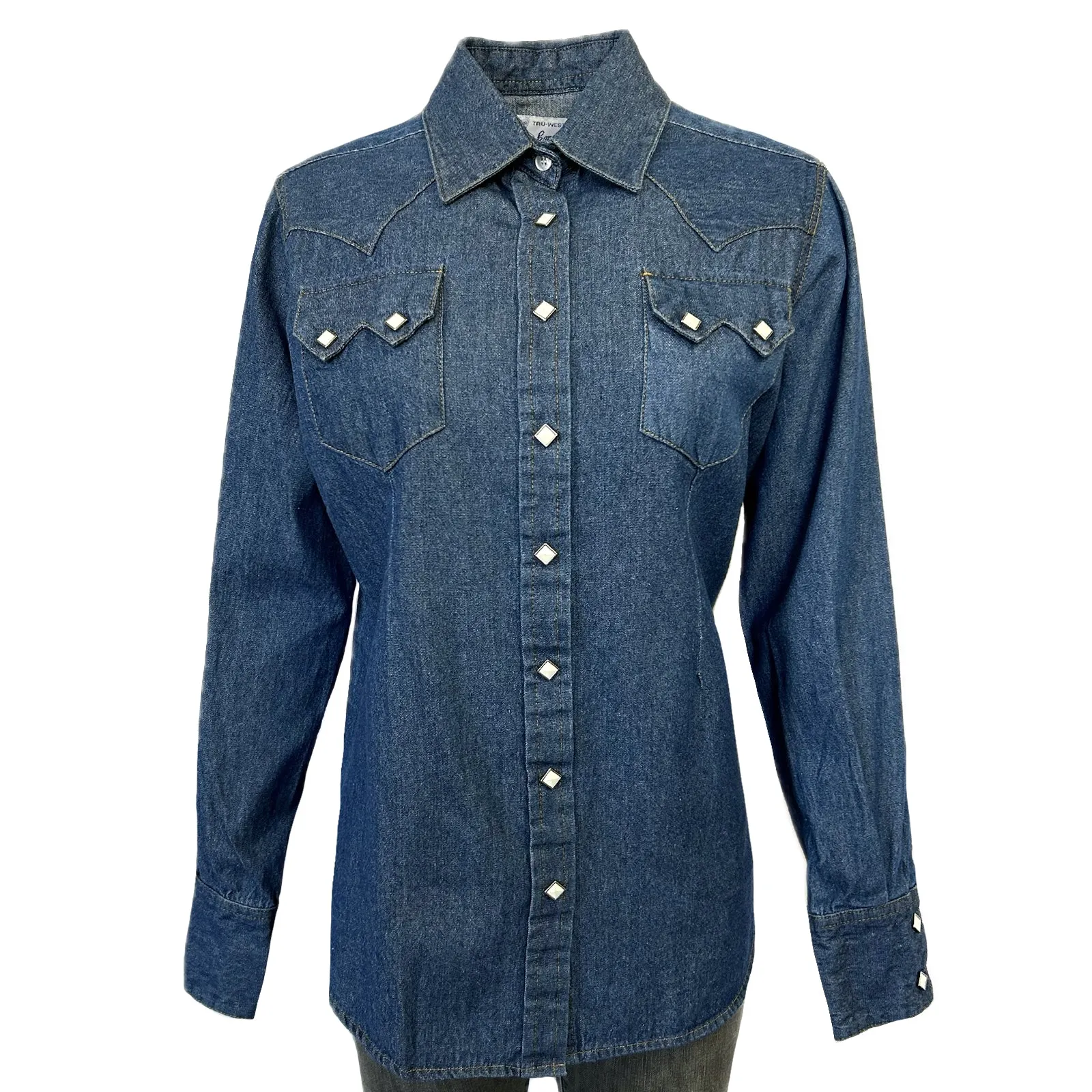 Women's Classic Stonewashed Denim Western Shirt