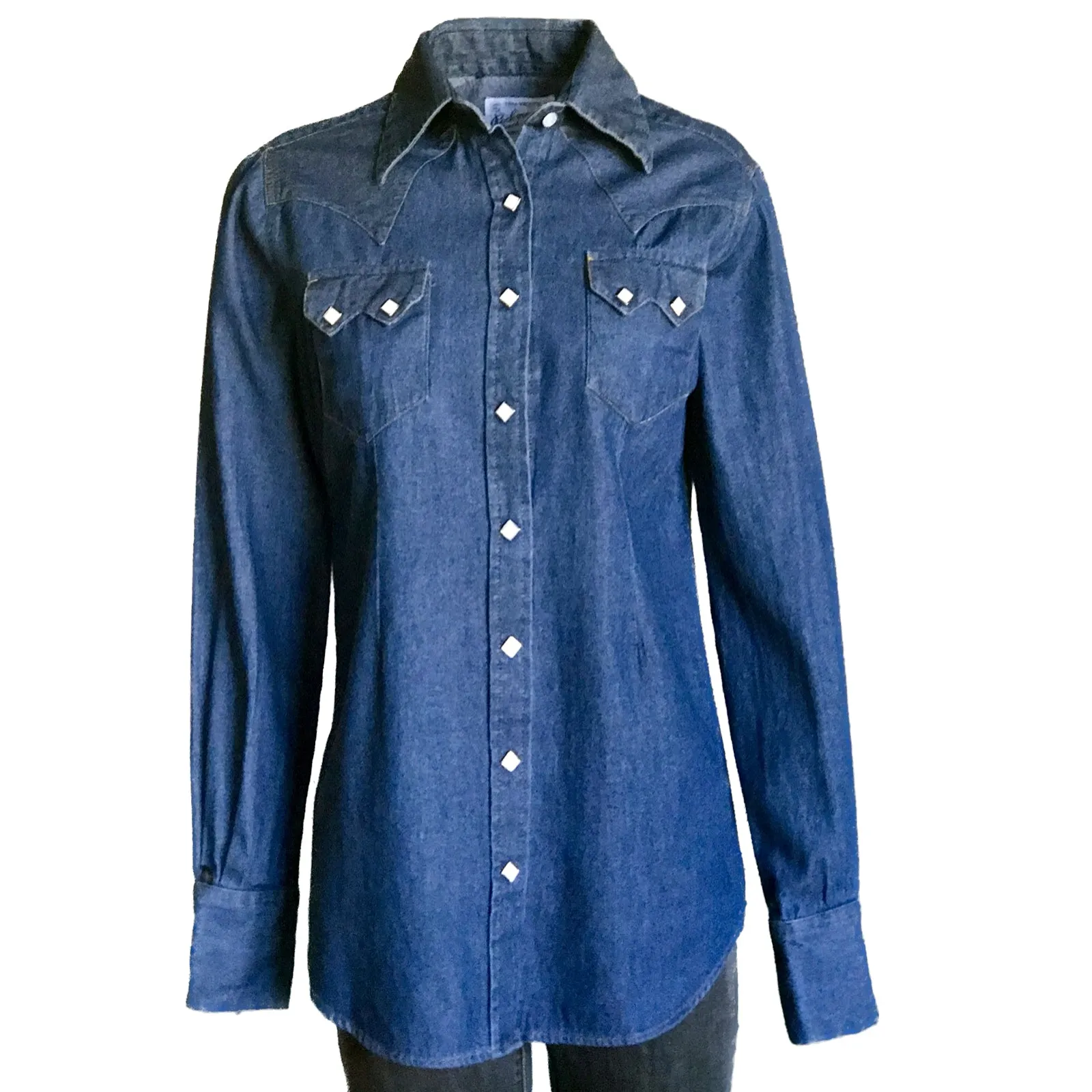 Women's Classic Stonewashed Denim Western Shirt