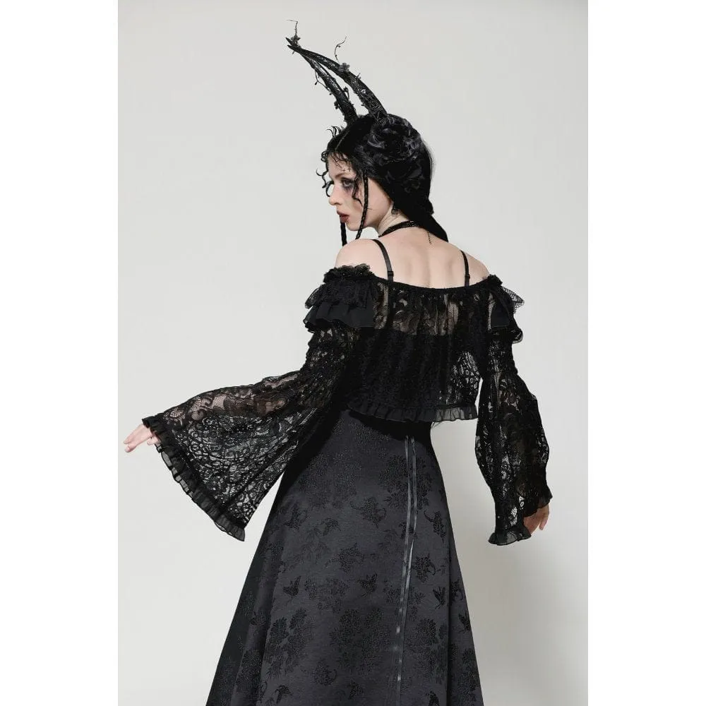 Women's Gothic Ruffled Lace Strap Cape