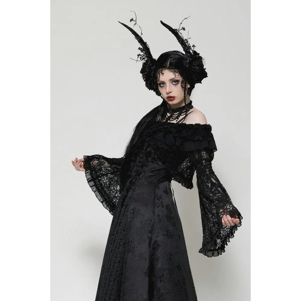 Women's Gothic Ruffled Lace Strap Cape