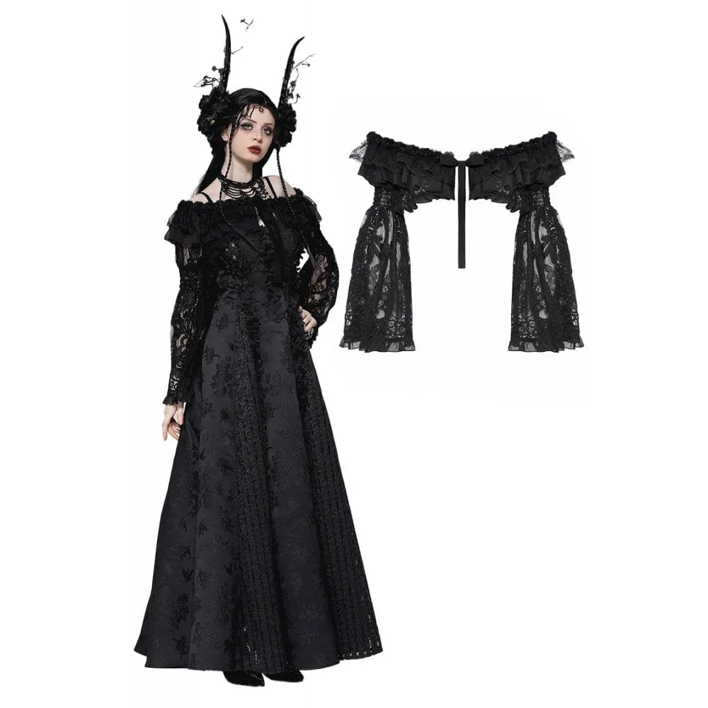 Women's Gothic Ruffled Lace Strap Cape