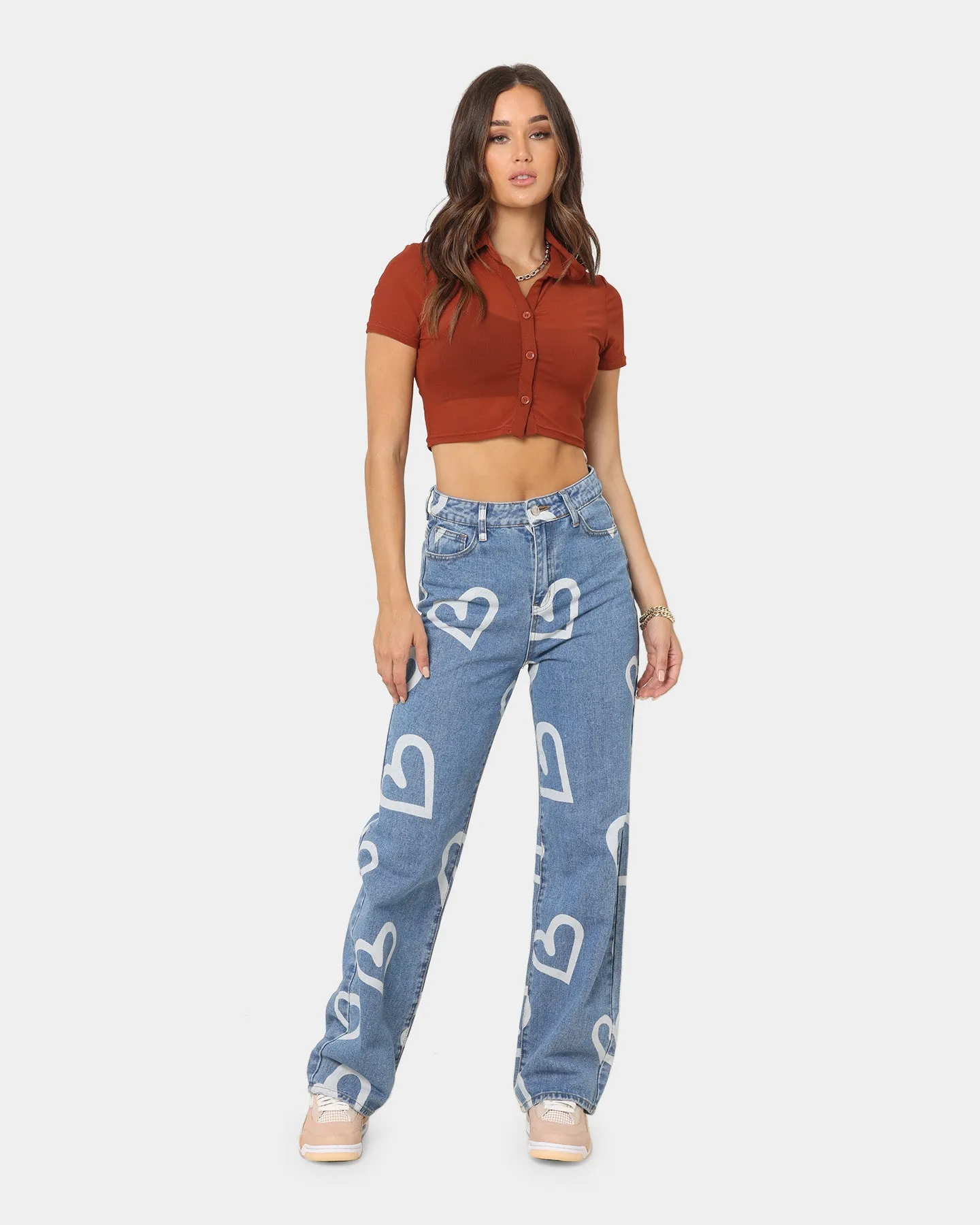 XXIII Women's Briony Love Heart Jeans Blue/White