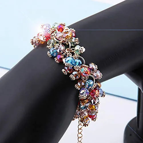 Yellow Chimes Stylish Double Strand Tennis Rhodium Plated Bracelet for Women and Girls (Multicolor)